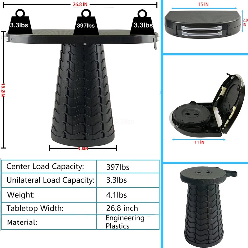 maliven Portable Folding Table and Stool 2 in 1, Lightweight