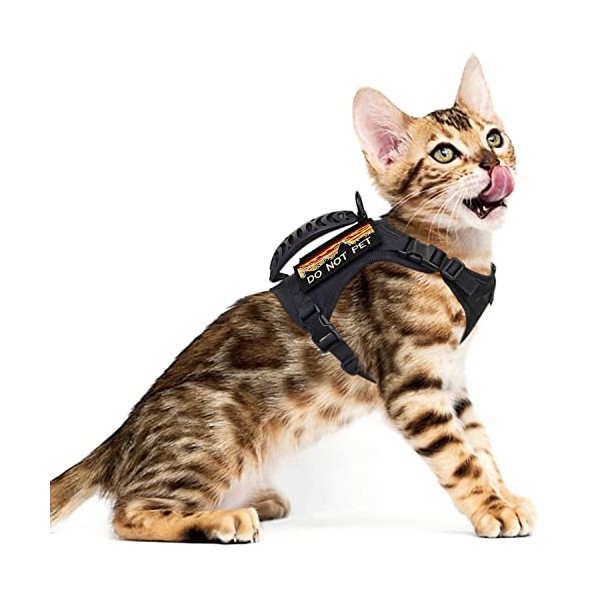 nanappice Tactical Cat Harness for Walking Escape Proof,Adjustable Pet Vest