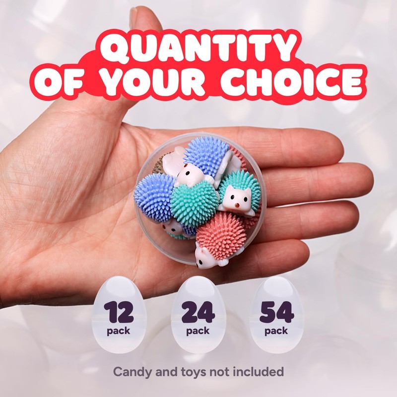 Entervending Easter Eggs 3” - Clear Fillable Plastic Capsule –