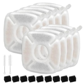 KAEGREEL Square Fountain Filters for Cat Dog Water Fountain, 9 Pairs Filter Replacement + 9 Black Sponges + 2 Cleaning Brush Compatible with 95oz/2.8L & 67oz/2L & 135oz/4L Pet Fountain