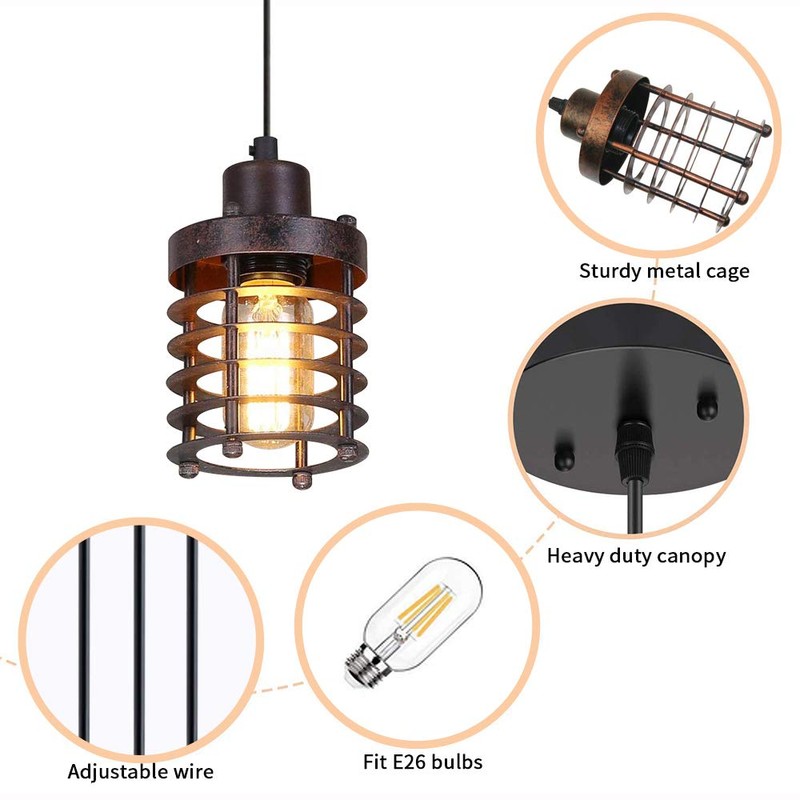 PIHAPPY Retro Vintage Barn Ceiling Hanging Lamp Pendant Light Rustic
