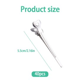 GXGM 40 Pieces 35 Inch Hair Clips Silver Metal Hair Clips Sectioning Clips Hairdressing Supplies Steel Hair Clips Alligator Curl Clips with Holes