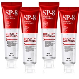 SP-8 Probiotics Whitening Toothpaste - Probiotics for Teeth Whitening and Gum Health - Enamel-Safe, Fluoride-Free, Double Mint Flavor,Fresh Breath-4pcs