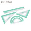 Kozelo 8pcs Geometry Set - [15cm Ruler] Aluminum Alloy Precise