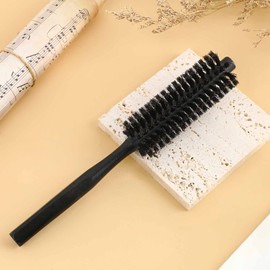 Boar Bristle Hair Brush, Small Mini Round Brush for Blow-Drying, Roller Hair Brush with Natural Wooden Handle, Curling Brush for Women, Beard Brush for Men