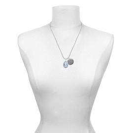Delight Jewelry Silvertone Small Blue Oval Cameo For I Know the Plans I Have for You Charm Necklace, 20"+3"