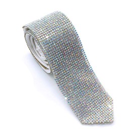 FashPalace Ties for Men Michael Costume Crystal Rhinestone Skinny Necktie 155cm/61'' Silver/Black/Rainbow (Rainbow)