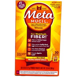Metamucil Fiber Singles Smooth Texture Orange - 30 Packets, 12.9 Ounce (Pack of 1)