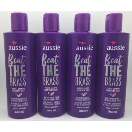 Champú púrpura sin parabenos Aussie Beat The Brass para cabello tejido, 8 OZ (4PK)