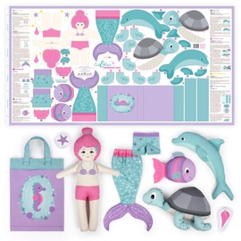 kullaloo Easy - Cut & Sew Fabric as Panel on Poplin/Cotton for Sewing Yourself for Beginners - Oeko-Tex 100 Certified (Underwater Tales)