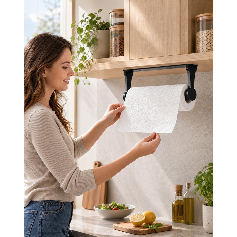 Kitchen Roll Holder, Under Cabinet Paper Towel Holder, Aluminium Base