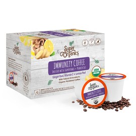 IMMUNITY COFFEE (Organic) with Superfoods and Probiotics (Keurig K-Cup Compatible) 12ct Single Serve Cups