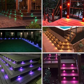 16er WIFI RGB LED Bodeneinbauleuchten Aussen Ø26mm LED Terrassenüberdachung Kompatibel mit Alexa,Google Home,IP65 Wasserdicht Einbauleuchten für Terrasse,Garten Einbaustrahler