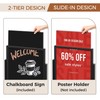 SELEAD 2 Tier Poster Stand with Double Sided Chalkboard -