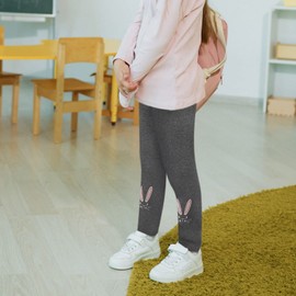 KEREDA Thermal Leggings Girls Thermal Leggings Girls Lined Warm Winter Rabbit Leggings Cotton Pack of 1, darkgray