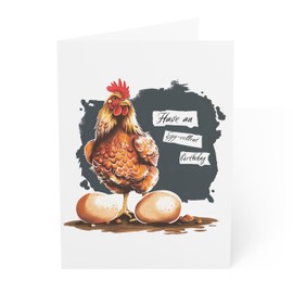 J&J'S TOYSCAPE Chicken Birthday Card, Funny Chicken Birthday Card, 5x7 Card with Envelope, Blank Inside (Have An Eggclent Birthday)