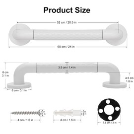 supregear Grab Bars for Bathtubs and Showers - Anti Slip Heavy Duty Shower Safety Handle - White Stainless Steel Support Rail for Bathtub Toilet Kitchen Stairway Elderly Children and Disability, 24 in
