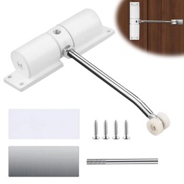 Forhandy Automatic Door Closer Interior Door Adjustable Spring Loaded Door Closer No Drilling with 4 Screws and Adjustment Lever for Home Office Bedroom