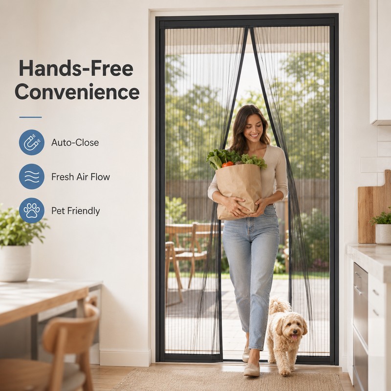 Magnetic Screen Door for Bug Protection – Self-Closing Mesh Curtain