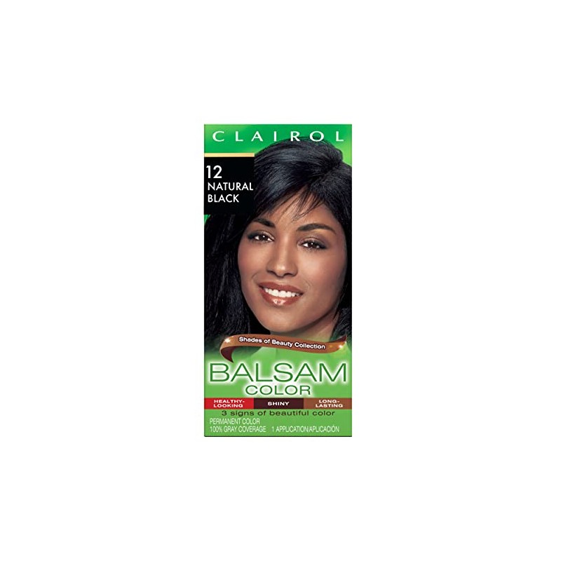 Clairol Balsam Permanent Hair Dye, 12 Natural Black Hair Color,