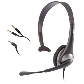 Cyber Acoustics Cyber Acoustics Mono Headset, headphone with microphone, great for K12 School Classroom and Education (AC-104),Gray