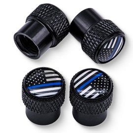 MEAJOO 4 PCS American Flag Tire Valve Stem Caps, Corrosion Resistant Premium Aluminum Alloy Valve Stem Covers, Universal Dust Proof Stem Covers for Cars SUVs Motorcycles Bicycles (Black)