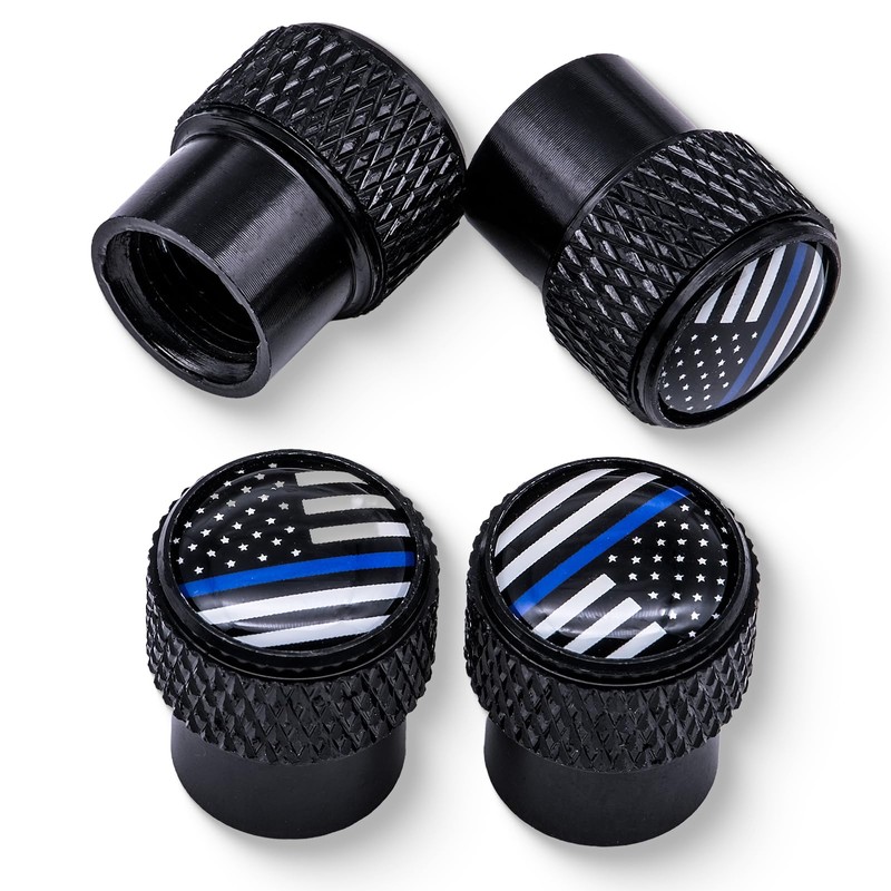 MEAJOO 4 PCS American Flag Tire Valve Stem Caps, Corrosion