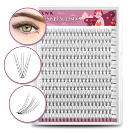ETVITE Cluster Lashes 10D 20D Individual Lashes Lash Extension Clusters Soft Natural Look Handmade Volume Eyelash Clusters Home False Lashes (10D 12-16mm）