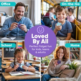 BunMo 2 Pack Infinity Fidget Cube – Pocket Fidget Toys for Kids & Adults – Quiet Folding Desk Fidget with Smooth Hinges, Durable ABS, Portable Sensory Cube