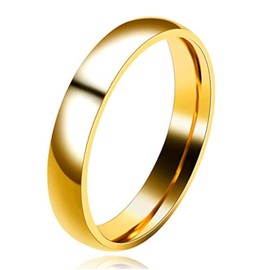 Uloveido Valentine's Gift Gold Color Stainless Steel Couple Wedding Engagement Promise Bands Rings for Men Boyfriend (size N1/2)