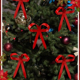 Daifunli 12 Pcs Christmas Metal Bow Christmas Tree Ornaments with Clip Bow Decoration for Christmas Tree Garland Wreath Indoor Outdoor (Red)
