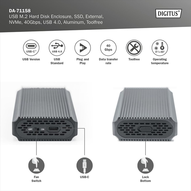 DIGITUS M.2 NVMe SSD Enclosure - USB 4.0 - 40Gbps