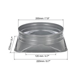 PATIKIL 8 Inch Duct Connector Flange, Metal Straight Pipe Flange Square to Round Interface Air Duct for Heating Cooling Ventilation HVAC System