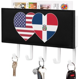 Organizador de llaves de la bandera dominicana americana para llaves sin clavos, organizador de llaves montado en la pared para decoración del hogar y la entrada