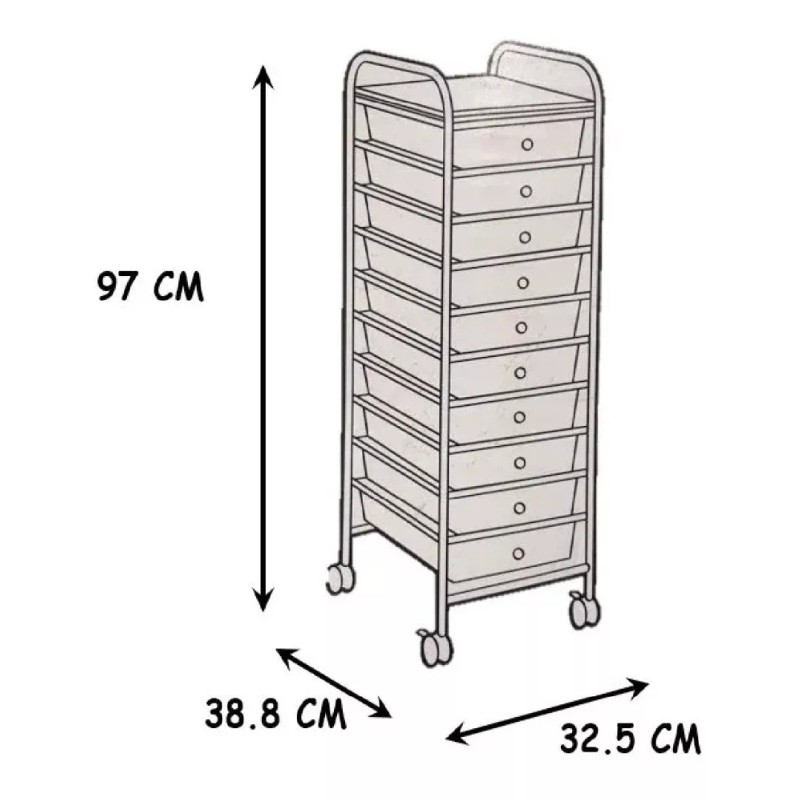 Seville Classic Carro Multiusos 10 Cajones Seville Classics Colores Msi