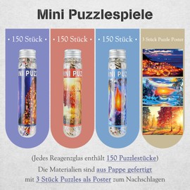 MISITU 3 Pack Mini Jigsaw Puzzles with 150 Pieces for Adults - Sunset - Travel Jigsaw Puzzles for Home Decoration
