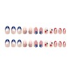 24Pcs Independence Day Press on Nails Short French Tip Fake