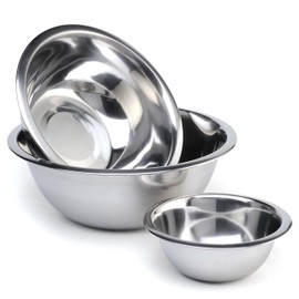Maxi Nature Metal Mixing Bowl Set of 3 - Dishwasher & Freezer Safe - Use for Baking, Food Prep, Serving & More - Large to Small Sizes (27cm, 23cm, 16cm)