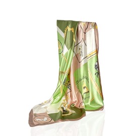 GLORIS Silk Scarf Women's Elegant 90 x 90 cm Silk Scarf Hair Silk Scarf Women's Silk Elegant Satin Scarf Neckerchief Silk Women's Bandana Scarf Headscarves Women's Neck Scarf, Gree Absract