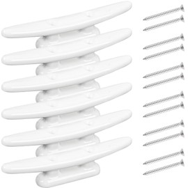 WTMORE Boat Cleats 5inch, High Impact White Nylon Dock Cleats,Boat Dock Cleat Rope Cleat with Screws, Perfect for Marine, Deck, Nautical Decor/Home Decor 6 Pack