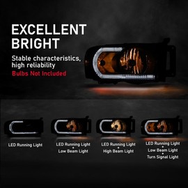 ALLGOOD LED Headlights Assembly Front Headlamp, Compatible with Dodge Ram 1500 2002-2005, Compatible with Dodge Ram 2500 3500 2003-2005, Smoke Lens Black Housing Clear Reflector