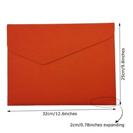 Enyuwlcm PU Leather A4 File Folder Document Holder Waterproof Portfolio Envelope Folder Case with Invisible Magnetic Closure Orange
