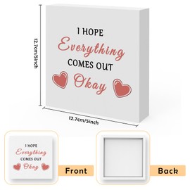 5 x 5 Inch Funny Bathroom Wood Sign I Hope Everything Comes out Okay Desk Decorative Wooden Sign Home Bathroom Decor for Desk Table Shelf Farmhouse Bathroom Decor