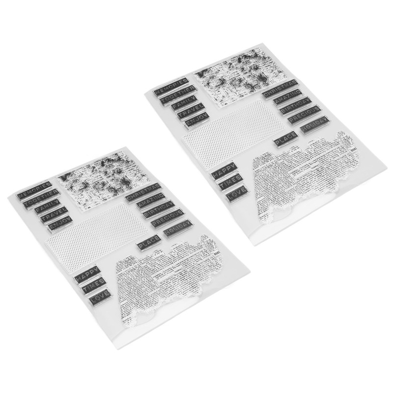 2Pcs Clear Stamp English Words Pattern Clear Safe Reusable TPR