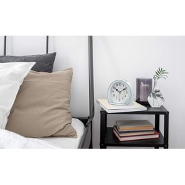 RHYTHM 8RE677SR04 Alarm Clock, Continuous Second Hand, Electronic Sound Alarm, Light, Snoose, Blue, 4.9 x 4.9 x 2.5 inches (12.4 x 12.5 x 6.3 cm)