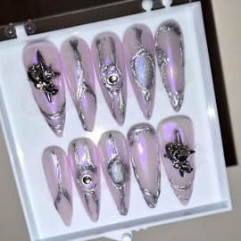 [Handmade Nail Tips] Purple Bang - Coffin Egg / [수제네일팁] 퍼플뱅 - 코핀에그