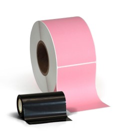 4" X 6" Thermal Transfer (Requires Ribbon) Perfed Stickers Labels for Shipping Labels & Color Coding - 1000 Per Roll on 3" Core - Compatible with Zebra, Datamax, Sato, and More (1 Pack, Pink)