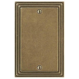 Amerelle Steps Single Blank Cast Metal Wallplate in Rustic Brass