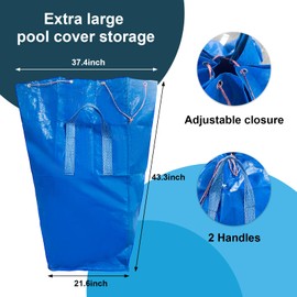 letesult Blue Pool Cover Storage Bag with 2 Handles - 43.3'' X 37.4" Large Swimming Pool Safety Cover Storage Bag Heavy Duty Pool Storage Bag for Winter Pool Covers & Pool Safety Cover