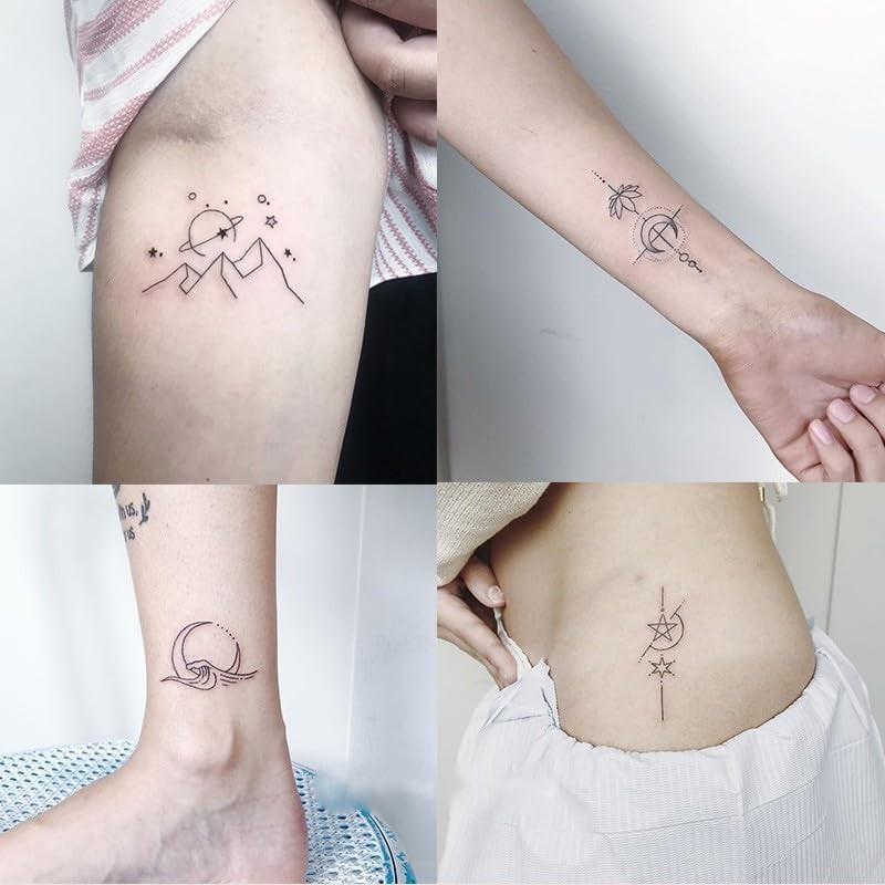 Tatuajes Temporales Impermeable Mujer Flor Duradera Loto Negro Pegatina Tatuaje